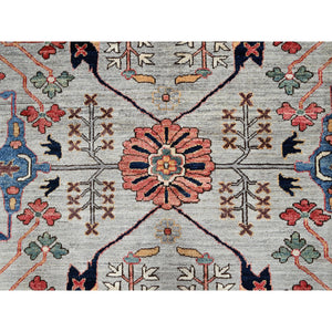 12'x14'10" Cloud Gray, Aryana Grade, Bijar Garus Design, Vegetable Dyes, High Mountain Wool, Hand Knotted, Soft Pile, Densely Woven, Oversized, Oriental Rug FWR6300