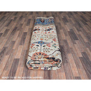 12'x14'10" Cloud Gray, Aryana Grade, Bijar Garus Design, Vegetable Dyes, High Mountain Wool, Hand Knotted, Soft Pile, Densely Woven, Oversized, Oriental Rug FWR6300