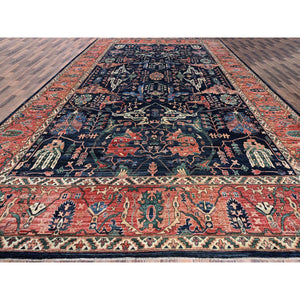 11'9"x17'7" Midnight Blue, Aryana Collection, Bijar Garus Design, Vegetable Dyes, Soft Pile, High Mountain Wool, Hand Knotted, Densely Woven, Oversized, Oriental Rug FWR6312