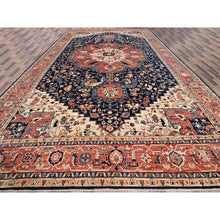Load image into Gallery viewer, 12&#39;x18&#39;9&quot; Midnight Blue, Aryana Grade, Serapi Heriz With Flower Medallion Design, Vegetable Dyes, Soft Pile, High Mountain Wool, Hand Knotted, Densely Woven, Oversized, Oriental Rug FWR6318