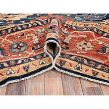 Load image into Gallery viewer, 12&#39;x18&#39;9&quot; Midnight Blue, Aryana Grade, Serapi Heriz With Flower Medallion Design, Vegetable Dyes, Soft Pile, High Mountain Wool, Hand Knotted, Densely Woven, Oversized, Oriental Rug FWR6318