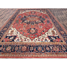 Load image into Gallery viewer, 11&#39;10&quot;x17&#39;7&quot; Coral Red, Aryana Collection, Serapi Heriz With Large Medallion Design, Vegetable Dyes, Soft Pile, High Mountain Wool, Hand Knotted, Densely Woven, Oversized, Oriental Rug FWR6324