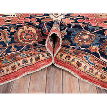 Load image into Gallery viewer, 11&#39;10&quot;x17&#39;7&quot; Coral Red, Aryana Collection, Serapi Heriz With Large Medallion Design, Vegetable Dyes, Soft Pile, High Mountain Wool, Hand Knotted, Densely Woven, Oversized, Oriental Rug FWR6324