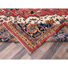 Load image into Gallery viewer, 11&#39;10&quot;x17&#39;7&quot; Coral Red, Aryana Collection, Serapi Heriz With Large Medallion Design, Vegetable Dyes, Soft Pile, High Mountain Wool, Hand Knotted, Densely Woven, Oversized, Oriental Rug FWR6324