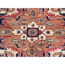 Load image into Gallery viewer, 11&#39;10&quot;x17&#39;7&quot; Coral Red, Aryana Collection, Serapi Heriz With Large Medallion Design, Vegetable Dyes, Soft Pile, High Mountain Wool, Hand Knotted, Densely Woven, Oversized, Oriental Rug FWR6324