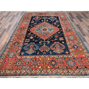 6'x8'8" Midnight Blue, Aryana Collection, Bakshaish Design With Geometric Medallion, Vegetable Dyes, Soft Pile, High Mountain Wool, Hand Knotted, Densely Woven, Oriental Rug FWR6330