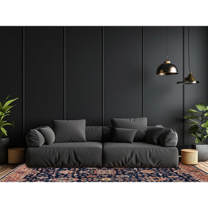 6'x9'2" Midnight Blue, Aryana Collection, Heriz All Over Design, Vegetable Dyes, Soft Pile, High Mountain Wool, Hand Knotted, Densely Woven, Oriental Rug FWR6342