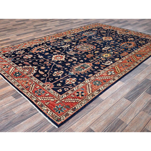 6'x9'2" Midnight Blue, Aryana Collection, Heriz All Over Design, Vegetable Dyes, Soft Pile, High Mountain Wool, Hand Knotted, Densely Woven, Oriental Rug FWR6342