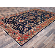Load image into Gallery viewer, 6&#39;x9&#39;2&quot; Midnight Blue, Aryana Collection, Heriz All Over Design, Vegetable Dyes, Soft Pile, High Mountain Wool, Hand Knotted, Densely Woven, Oriental Rug FWR6342