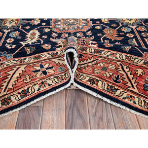 6'x9'2" Midnight Blue, Aryana Collection, Heriz All Over Design, Vegetable Dyes, Soft Pile, High Mountain Wool, Hand Knotted, Densely Woven, Oriental Rug FWR6342