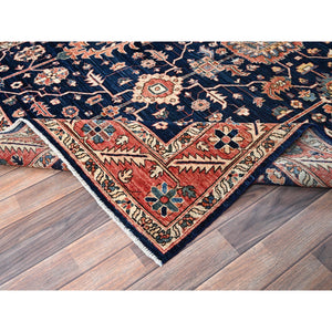 6'x9'2" Midnight Blue, Aryana Collection, Heriz All Over Design, Vegetable Dyes, Soft Pile, High Mountain Wool, Hand Knotted, Densely Woven, Oriental Rug FWR6342