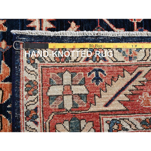6'x9'2" Midnight Blue, Aryana Collection, Heriz All Over Design, Vegetable Dyes, Soft Pile, High Mountain Wool, Hand Knotted, Densely Woven, Oriental Rug FWR6342