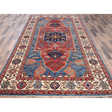 Load image into Gallery viewer, 6&#39;1&quot;x11&#39;7&quot; Bayern Blue, Aryana Grade, Serapi Heriz With Geometric Medallion Design, Vegetable Dyes, High Mountain Wool, Hand Knotted, Soft Pile, Densely Woven, Gallery Size, Wide Runner, Oriental Rug FWR6348