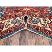 Load image into Gallery viewer, 6&#39;1&quot;x11&#39;7&quot; Bayern Blue, Aryana Grade, Serapi Heriz With Geometric Medallion Design, Vegetable Dyes, High Mountain Wool, Hand Knotted, Soft Pile, Densely Woven, Gallery Size, Wide Runner, Oriental Rug FWR6348