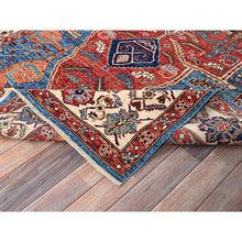Load image into Gallery viewer, 6&#39;1&quot;x11&#39;7&quot; Bayern Blue, Aryana Grade, Serapi Heriz With Geometric Medallion Design, Vegetable Dyes, High Mountain Wool, Hand Knotted, Soft Pile, Densely Woven, Gallery Size, Wide Runner, Oriental Rug FWR6348