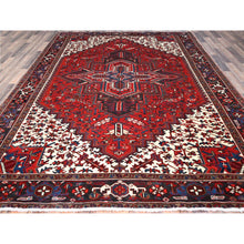 Load image into Gallery viewer, 9&#39;3&quot;x11&#39;8&quot; Watermelon Red, Cleaned, Semi Antique Persian Heriz Design And Geometric Medallions, Great Condition Vibrant Wool, Sides And Ends Professionally Secured, Cropped Thin, Evenly Worn Oriental Rug FWR630