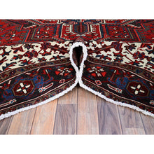 Load image into Gallery viewer, 9&#39;3&quot;x11&#39;8&quot; Watermelon Red, Cleaned, Semi Antique Persian Heriz Design And Geometric Medallions, Great Condition Vibrant Wool, Sides And Ends Professionally Secured, Cropped Thin, Evenly Worn Oriental Rug FWR630
