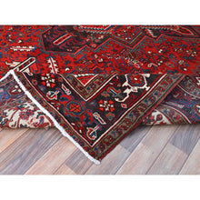 Load image into Gallery viewer, 9&#39;3&quot;x11&#39;8&quot; Watermelon Red, Cleaned, Semi Antique Persian Heriz Design And Geometric Medallions, Great Condition Vibrant Wool, Sides And Ends Professionally Secured, Cropped Thin, Evenly Worn Oriental Rug FWR630