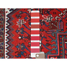 Load image into Gallery viewer, 9&#39;3&quot;x11&#39;8&quot; Watermelon Red, Cleaned, Semi Antique Persian Heriz Design And Geometric Medallions, Great Condition Vibrant Wool, Sides And Ends Professionally Secured, Cropped Thin, Evenly Worn Oriental Rug FWR630