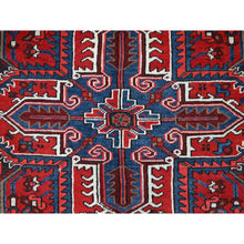 Load image into Gallery viewer, 9&#39;3&quot;x11&#39;8&quot; Watermelon Red, Cleaned, Semi Antique Persian Heriz Design And Geometric Medallions, Great Condition Vibrant Wool, Sides And Ends Professionally Secured, Cropped Thin, Evenly Worn Oriental Rug FWR630