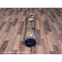 Load image into Gallery viewer, 4&#39;x9&#39;9&quot; Midnight Blue, Northwest Persian With Large Paisley Design, Aryana Collection, Vegetable Dyes, Soft Pile, High Mountain Wool, Hand Knotted, Densely Woven, Extra Wide Runner, Oriental Rug FWR6384