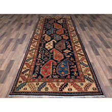 Load image into Gallery viewer, 4&#39;x9&#39;9&quot; Midnight Blue, Northwest Persian With Large Paisley Design, Aryana Grade, Vegetable Dyes, Soft Pile, High Mountain Wool, Hand Knotted, Densely Woven, Extra Wide Runner, Oriental Rug FWR6390
