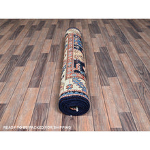 Load image into Gallery viewer, 4&#39;x9&#39;9&quot; Midnight Blue, Northwest Persian With Large Paisley Design, Aryana Grade, Vegetable Dyes, Soft Pile, High Mountain Wool, Hand Knotted, Densely Woven, Extra Wide Runner, Oriental Rug FWR6390