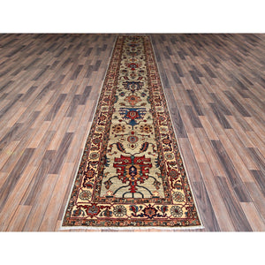 2'10"x15' Oyster Gray, Northwest Persian With Heriz Design, Aryana Collection, Vegetable Dyes, Soft Pile, High Mountain Wool, Hand Knotted, Densely Woven, Xl Runner, Oriental Rug FWR6402