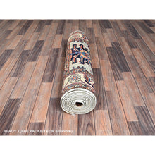 Load image into Gallery viewer, 2&#39;10&quot;x15&#39; Oyster Gray, Northwest Persian With Heriz Design, Aryana Collection, Vegetable Dyes, Soft Pile, High Mountain Wool, Hand Knotted, Densely Woven, Xl Runner, Oriental Rug FWR6402