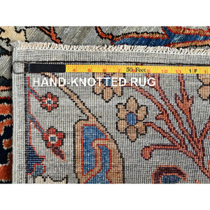 2'6"x8'1" Mirage Gray, Bijar Garus Design, Aryana Collection, Vegetable Dyes, Soft Pile, High Mountain Wool, Hand Knotted, Densely Woven, Runner, Oriental Rug FWR6414