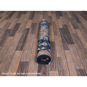 3'1"x4'10" Yale Blue, Heriz All Over Design, Aryana Collection, Vegetable Dyes, Hand Knotted, Soft Pile, High Mountain Wool, Densely Woven, Oriental Rug FWR6456