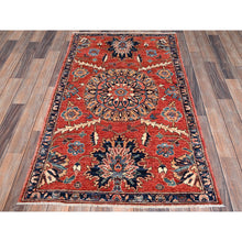 Load image into Gallery viewer, 3&#39;1&quot;x5&#39; Summer Fig Red, Northwest Persian Flower Design With Serrated Leafs, Aryana Grade, Vegetable Dyes, Soft Pile, High Mountain Wool, Hand Knotted, Densely Woven, Oriental Rug FWR6474