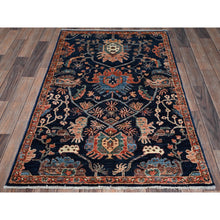 Load image into Gallery viewer, 3&#39;x4&#39;10&quot; Midnight Blue, Aryana Collection, Heriz All Over Design, Vegetable Dyes, Soft Pile, Hand Knotted, High Mountain Wool, Densely Woven, Oriental Rug FWR6480