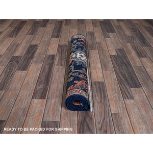 3'x4'10" Midnight Blue, Aryana Collection, Heriz All Over Design, Vegetable Dyes, Soft Pile, Hand Knotted, High Mountain Wool, Densely Woven, Oriental Rug FWR6480