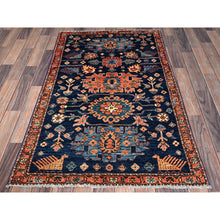 Load image into Gallery viewer, 3&#39;x5&#39;1&quot; Midnight Blue, Heriz All Over Design, Aryana Collection, Vegetable Dyes, Soft Pile, Hand Knotted, High Mountain Wool, Densely Woven, Oriental Rug FWR6492
