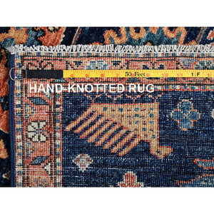 3'x5'1" Midnight Blue, Heriz All Over Design, Aryana Collection, Vegetable Dyes, Soft Pile, Hand Knotted, High Mountain Wool, Densely Woven, Oriental Rug FWR6492