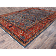 Load image into Gallery viewer, 10&#39;x14&#39; Horizon Blue, Classic Persian Garden Trellis Design, Aryana Collection, Vegetable Dyes, Soft Pile, High Mountain Wool, Hand Knotted, Densely Woven, Oriental Rug FWR6552