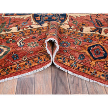 Load image into Gallery viewer, 10&#39;2&quot;x13&#39;8&quot; Coral Red, Serapi Heriz With Large Medallion Design, Aryana Collection, Vegetable Dyes, Soft Pile, High Mountain Wool, Hand Knotted, Densely Woven, Oriental Rug FWR6564