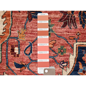 10'2"x13'8" Coral Red, Serapi Heriz With Large Medallion Design, Aryana Collection, Vegetable Dyes, Soft Pile, High Mountain Wool, Hand Knotted, Densely Woven, Oriental Rug FWR6564
