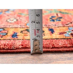 10'2"x13'8" Coral Red, Serapi Heriz With Large Medallion Design, Aryana Collection, Vegetable Dyes, Soft Pile, High Mountain Wool, Hand Knotted, Densely Woven, Oriental Rug FWR6564