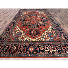 Load image into Gallery viewer, 9&#39;10&quot;x14&#39;3&quot; Imperial Red, Serapi Heriz with Large Medallion Design, Aryana Collection, Vegetable Dyes, Hand Knotted, Soft Pile, High Mountain Wool, Densely Woven, Oriental Rug FWR6570