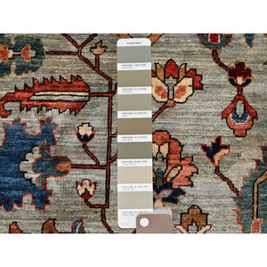 10'4"x14' Light Green, Heriz All Over Design, Aryana Collection, Vegetable Dyes, Soft Pile, Hand Knotted, High Mountain Wool, Densely Woven, Oriental Rug FWR6582