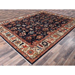 9'2"x11'10" Yale Blue, Northwest Persian All Over Design, Vegetable Dyes, Aryana Grade, Soft Pile, High Mountain Wool, Hand Knotted, Densely Woven, Oriental Rug FWR6594