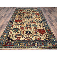Load image into Gallery viewer, 5&#39;3&quot;x8&#39;6&quot; Parchment White, Northwest Persian with Serrated Gul Motif, Aryana Collection, Vegetable Dyes, Soft Pile, High Mountain Wool, Hand Knotted, Densely Woven, Oriental Rug FWR6606