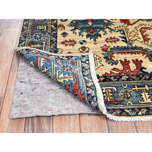 5'3"x8'6" Parchment White, Northwest Persian with Serrated Gul Motif, Aryana Collection, Vegetable Dyes, Soft Pile, High Mountain Wool, Hand Knotted, Densely Woven, Oriental Rug FWR6606