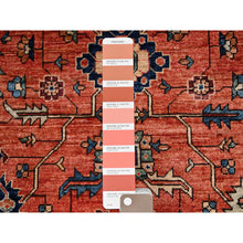 Load image into Gallery viewer, 4&#39;2&quot;x8&#39;4&quot; Summer Fig Red, Heriz All Over Design, Aryana Collection, Vegetable Dyes, High Mountain Wool, Hand Knotted, Soft Pile, Densely Woven, Wide Runner, Oriental Rug FWR6624