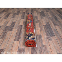 Load image into Gallery viewer, 4&#39;2&quot;x8&#39;4&quot; Summer Fig Red, Heriz All Over Design, Aryana Collection, Vegetable Dyes, High Mountain Wool, Hand Knotted, Soft Pile, Densely Woven, Wide Runner, Oriental Rug FWR6624