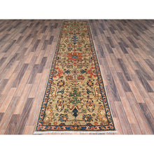 Load image into Gallery viewer, 2&#39;10&quot;x12&#39; Light Green, Heriz All Over Design, Aryana Collection, Vegetable Dyes, High Mountain Wool, Hand Knotted, Soft Pile, Densely Woven, Runner, Oriental Rug FWR6630