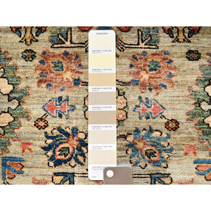 2'10"x12' Light Green, Heriz All Over Design, Aryana Collection, Vegetable Dyes, High Mountain Wool, Hand Knotted, Soft Pile, Densely Woven, Runner, Oriental Rug FWR6630