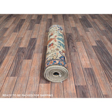 Load image into Gallery viewer, 2&#39;10&quot;x12&#39; Light Green, Heriz All Over Design, Aryana Collection, Vegetable Dyes, High Mountain Wool, Hand Knotted, Soft Pile, Densely Woven, Runner, Oriental Rug FWR6630